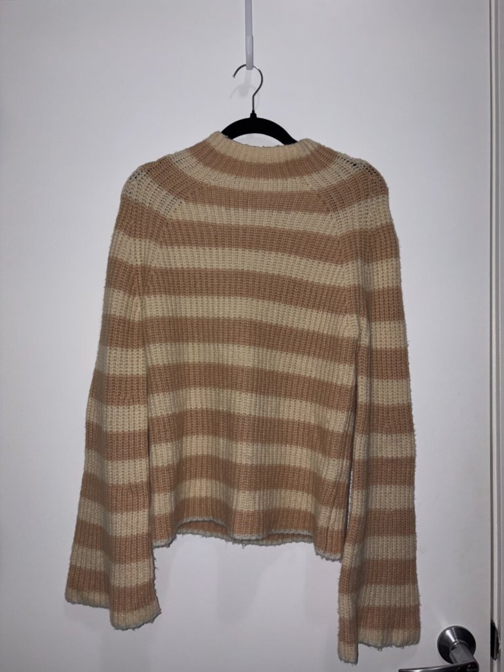 Anthropologie Maeve Wool-Blend Mock Neck Striped Sweater